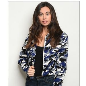 Blue Army print jacket